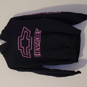 black and pink gildan Chevrolet hoodie size M